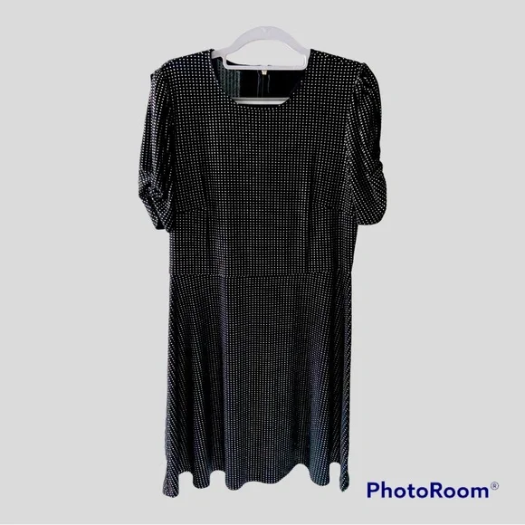 michael kors black and silver dress Michael Michael Kors Women's Paisley Long Sleeve Flounce Dress, Medium